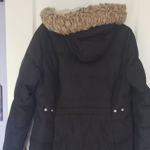 LAUREN Ralph Lauren Hooded Down Coat with Faux Leather size L - Picture 9 of 11